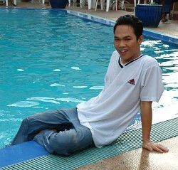 Wet jeans and T-shirt